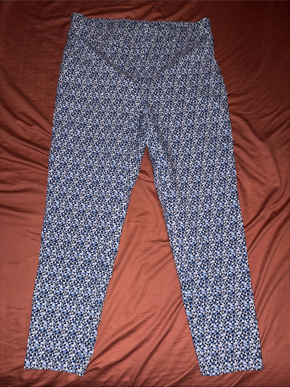 High-Rise Blue Printed Stretch Leggings